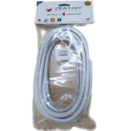 ZEATAR 3 CORE CABLE 1.25MM 5M/PKT WHITE