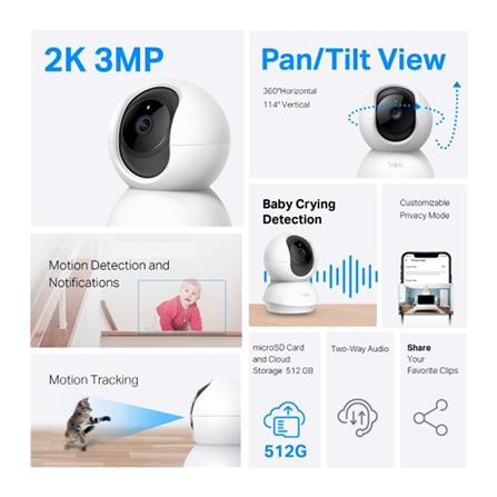 TP-LINK WIFI HOME SECURITY PAN & TILT CAMERA C210 WHITE