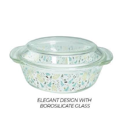 LITTLE HOMES HARVEST BOROSILICATE ROUND GLASS CASSEROLE 2L