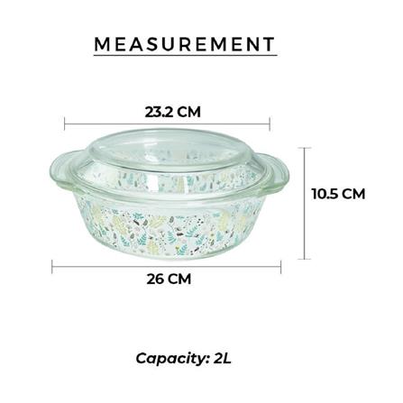 LITTLE HOMES HARVEST BOROSILICATE ROUND GLASS CASSEROLE 2L