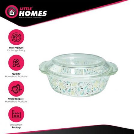 LITTLE HOMES HARVEST BOROSILICATE ROUND GLASS CASSEROLE 2L