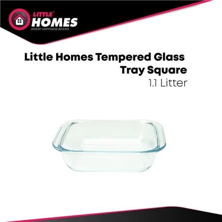 LITTLE HOMES TEMPERED GLASS SERVING TRAY SQ 1.1L BAKING TRAY DISH