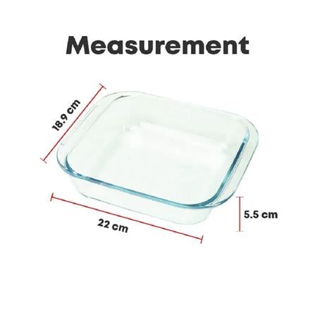 LITTLE HOMES TEMPERED GLASS SERVING TRAY SQ 1.1L BAKING TRAY DISH