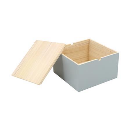 WOODEN BOX WITH LID STACKO MERRY L 25X25X15.5CM GREY
