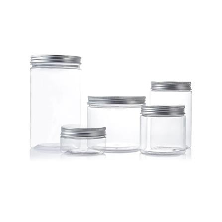 PLASTIC PET JAR 0.8L WITH ALUMINIUM SILVER LID