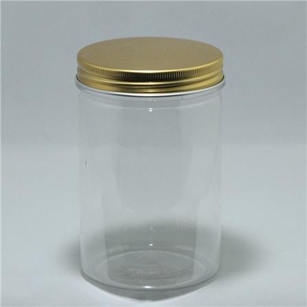 PLASTIC PET JAR 0.8L WITH ALUMINIUM GOLD LID