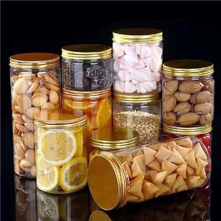 PLASTIC PET JAR 0.8L WITH ALUMINIUM GOLD LID
