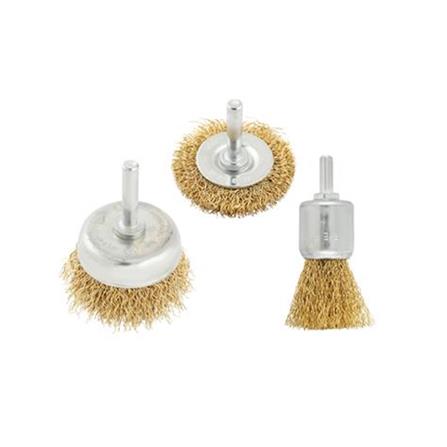 MATALL CRIMPED WIRE WHEEL BRUSH (WITH SHANK) (WOOD & METAL) 3EA/SET