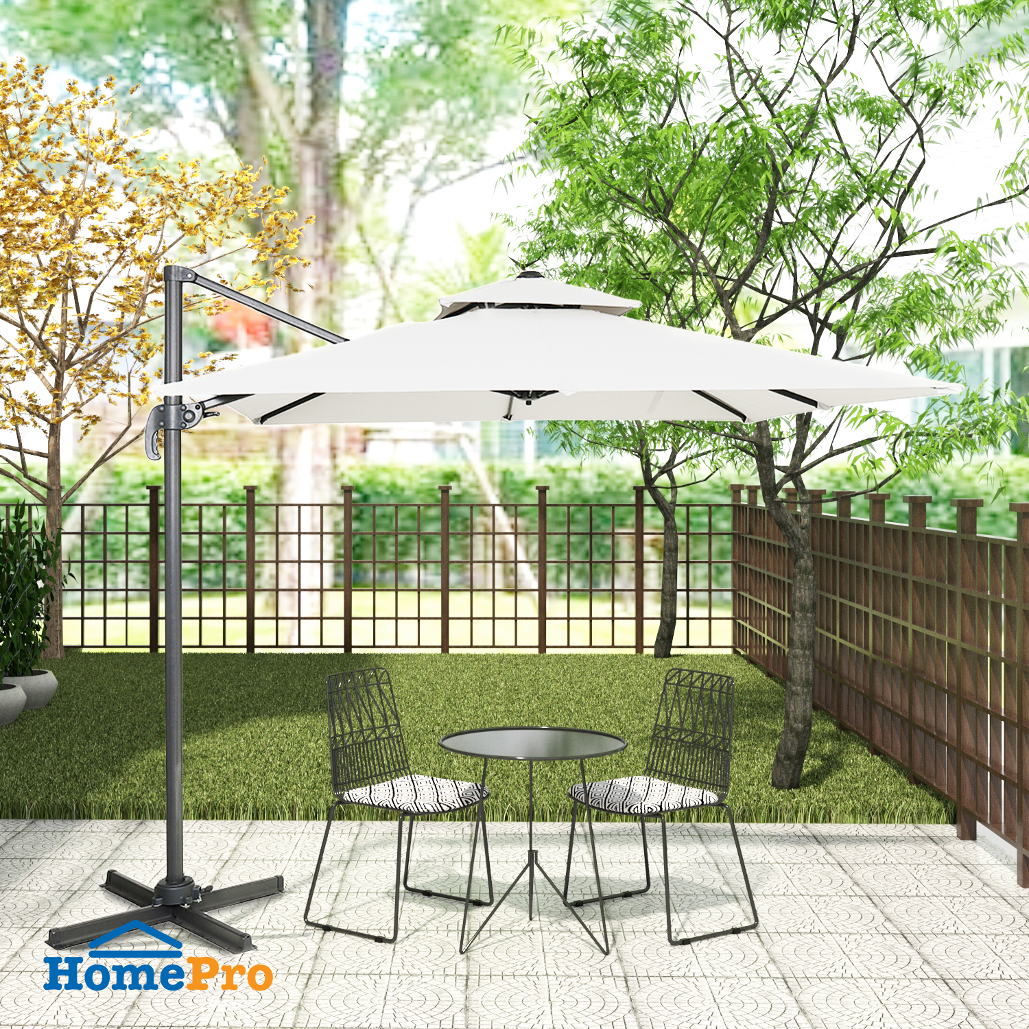 SPRING OFFSET PARASOL RIO LIGHT GREY