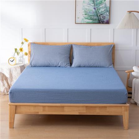 HLS BEDSHEET JAPANESE STYLE COTTON QUEEN BLUE