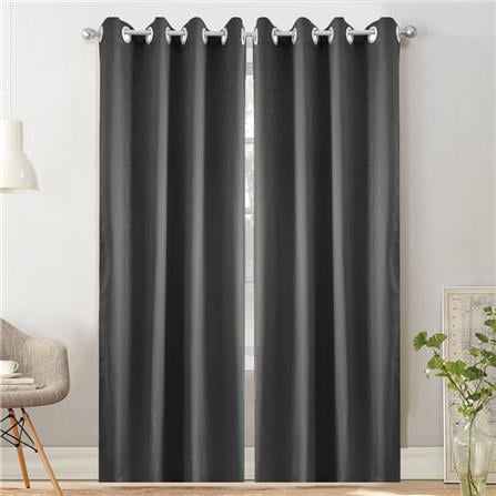HLS CURTAIN TAB TOP LILY UV 140X250CM DARK GRAY