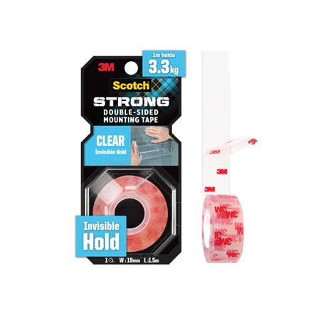 SCOTCH CLEAR DOUBLE-SIDED MOUNTING TAPE 19MMx1.5M (410-S19)