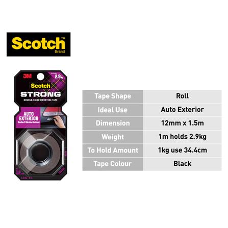SCOTCH EXTERIOR & AUTO DOUBLR-SIDED MOUNTING TAPE 12MMx1.5M (710-S12)