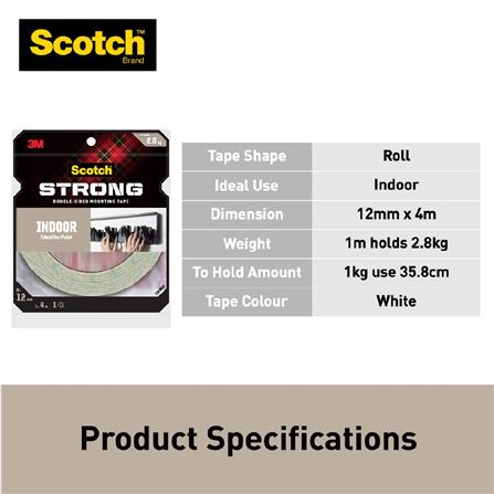 SCOTCH INDOOR DOUBLE-SIDED MOUNTING TAPE 12MMx4M (110-M12)