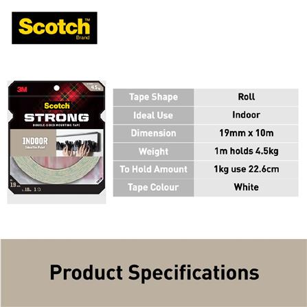 SCOTCH INDOOR DOUBLE-SIDED MOUNTING TAPE 19MMx10M (110-L19)