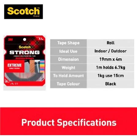 SCOTCH EXTREME DOUBLE-SIDED MOUNTING TAPE 19MMx4M (M19)