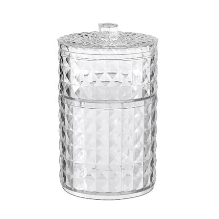 2TIER ROUND COSMETIC STORAGE WITH LID 10.2X17.1CM CLEAR STACKO