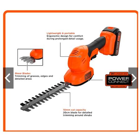 BLACK & DECKER SHEAR SHRUBBER 20V BCSS20D1-B1 BLACK-ORANGE