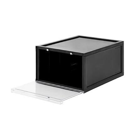 SHOE BOX STACKO MAGNETIC LOCK 28X37X18.3CM BLACK