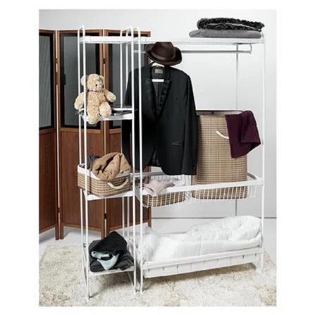 CLOTHES RACK PLIM 2 SHELF 90X45X175CM WHITE