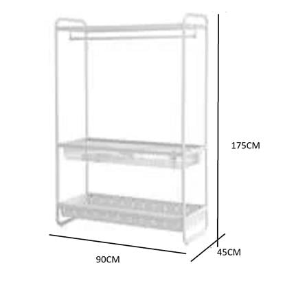 CLOTHES RACK PLIM 2 SHELF 90X45X175CM WHITE