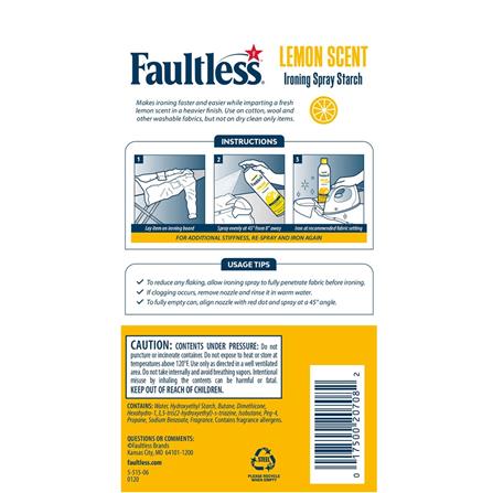 FAULTLESS LEMON SCENT IRONING SPRAY STARCH 567G