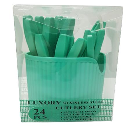 LUXORY STAINLESS STEEL 24 PCS CUTLERY SET-GREEN