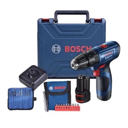 BOSCH 12V CORDLESS IMPACT DRILL (BATTERY INCLUDED) GSB120-LI + 23 ACCESSORIES