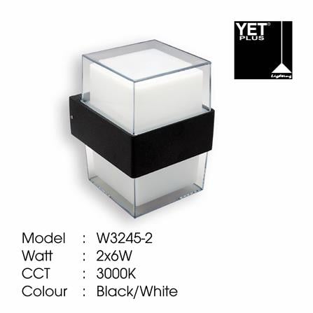 YETPLUS WALL OUTDOOR W3245-2 2X6W WARM WHITE (3000K)