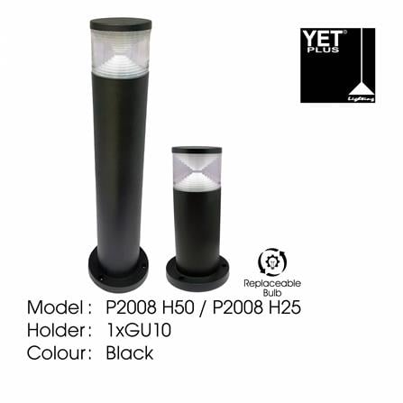 YETPLUS BOLLARD P2008 GU10 BLACK H50