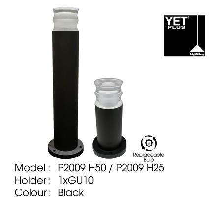 YETPLUS BOLLARD P2009 GU10 BLACK H50