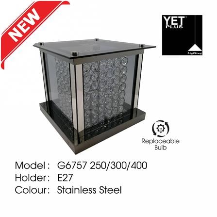 YETPLUS GATE LAMP G6757 250MM E27 STAINLESS STEEL 10"