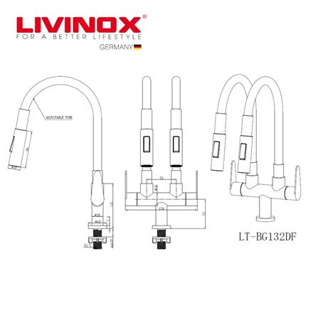 LIVINOX SINK FAUCET LT-BG132DF-STAINLESS STEEL-BLACK GOLD