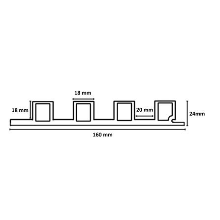 ECOCLASS WALL LINE 300X16X2.5CM A4-08 METAL BLACK 0.48M2