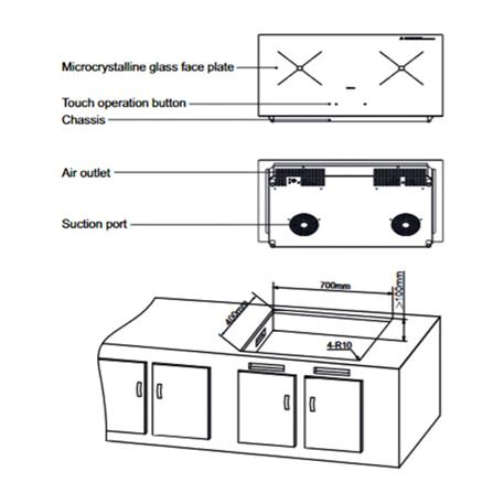 ROBAM GAS HOB SRB-W2984 2BURNERS 78CM BLACK