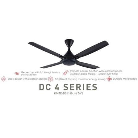 KDK CEILING FAN K14TE-DG DARK GREY 4BLADES 56"
