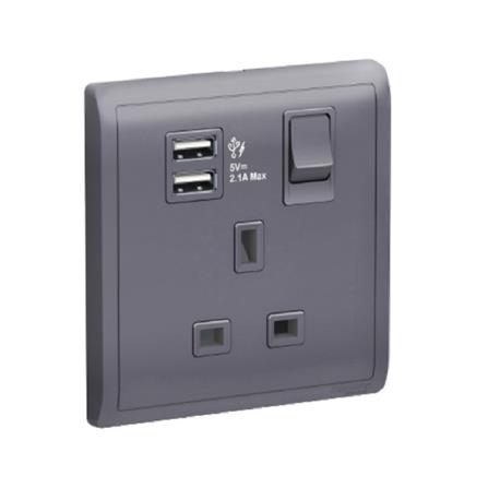 PIENO 13A 1 GANG SWITCH SOCKET W/USB LS SCHNEIDER