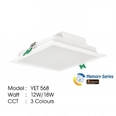 YETPLUS RECESSED DOWNLIGHT LED 568 12W 3COLOR SQUARE 5"