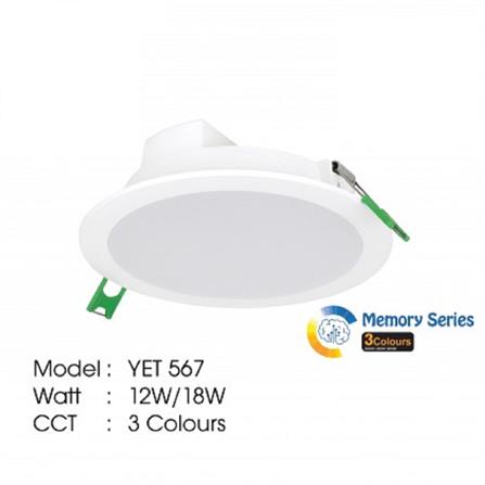 YETPLUS RECESSED DOWNLIGHT LED 567 18W 3COLOR ROUND 6"