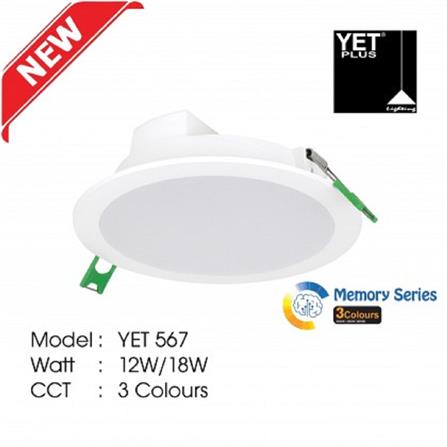 YETPLUS RECESSED DOWNLIGHT LED 567 18W 3COLOR ROUND 6"