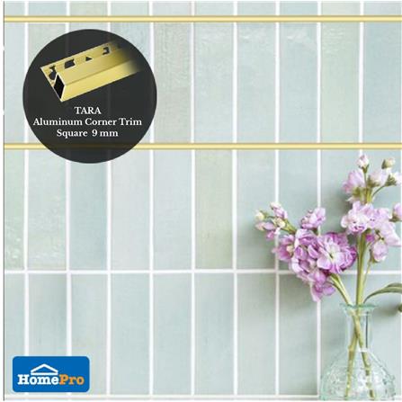 TARA CORNERTRIM ALUMINIUM SQUARE 9MM GOLD2M