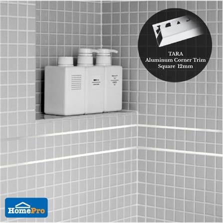 TARA CORNERTRIM ALUMINIUM SQUARE 12MM SILVER2M