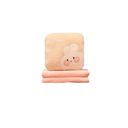 HLS PLUSH CUSHION BLANKET RABBIT PINK