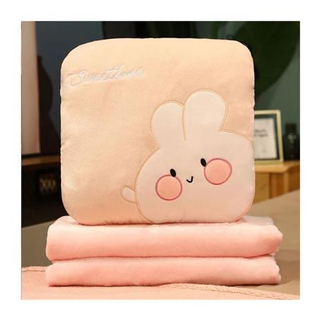 HLS PLUSH CUSHION BLANKET RABBIT PINK