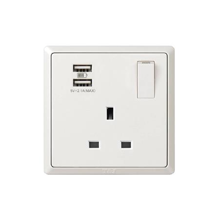 13A 1G SWITCH SOCKET WITH 2USB-WH INFINIT T&J