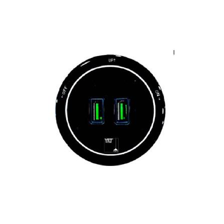YETPLUS AC2103 DOUBLE USB GLASS SOCKET DARK GREY
