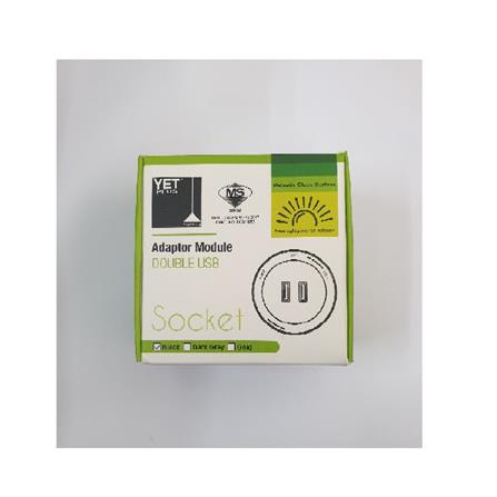 YETPLUS AC2103 DOUBLE USB GLASS SOCKET DARK GREY