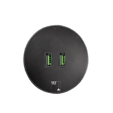 YETPLUS AC2203 DOUBLE USB SOCKET DARK GREY