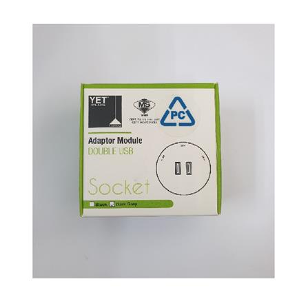 YETPLUS AC2203 DOUBLE USB SOCKET DARK GREY