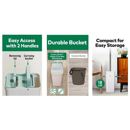 FLAT MOP WITH BUCKET SCOTCH BRITE